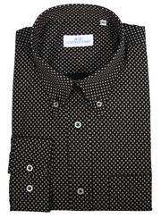 Camicia in fantasia nera collo button down 4678